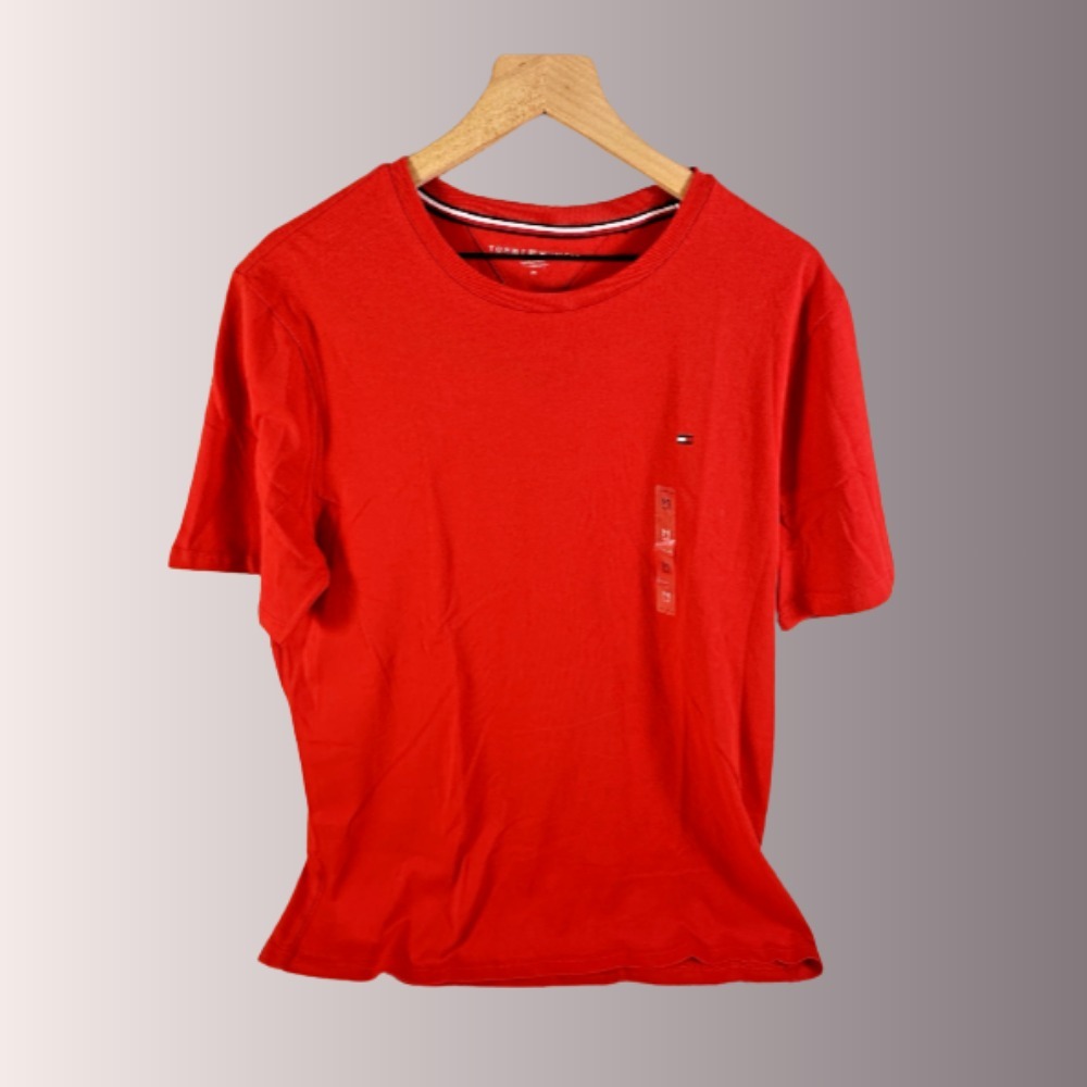 Tommy Hilfiger Men's Red T-Shirt Short Sleeve Cotton Crewneck Size MED  NWT
